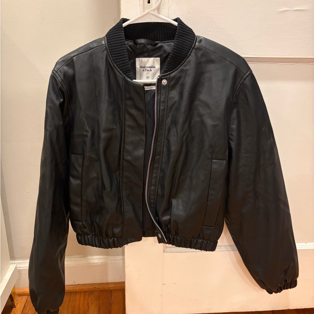 Black Leather Bomber Jacket